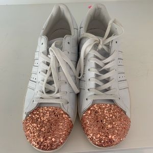 adidas white sneakers with copper toe!